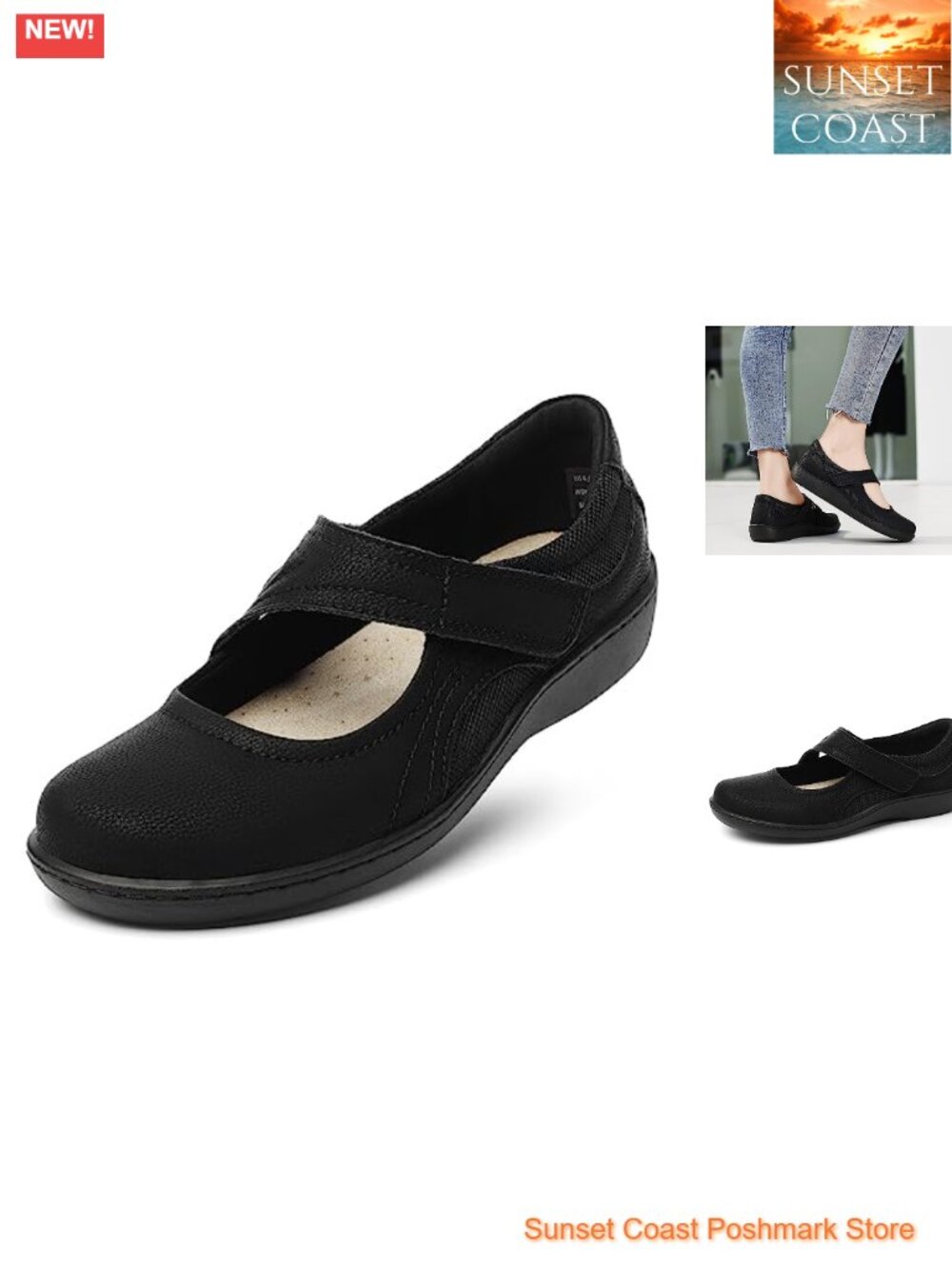 Mary Jane Flats Closed Toe Slip On Memory Foam Comfort Walking Shoes